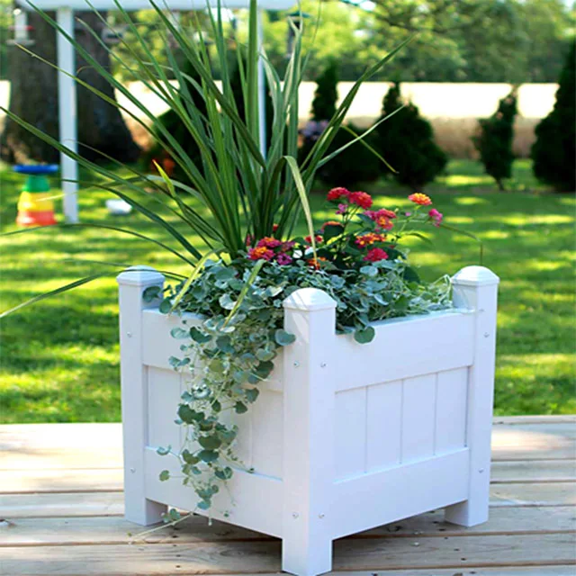 New Design White Vinyl Garden Planter Box Plastic Planting Bed
