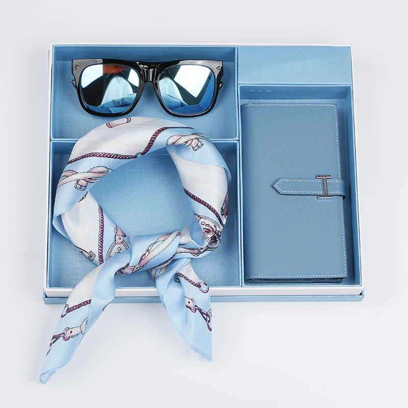 
2021 new product ideas women scarf gift set with wallet and sunglasses for women gifts 