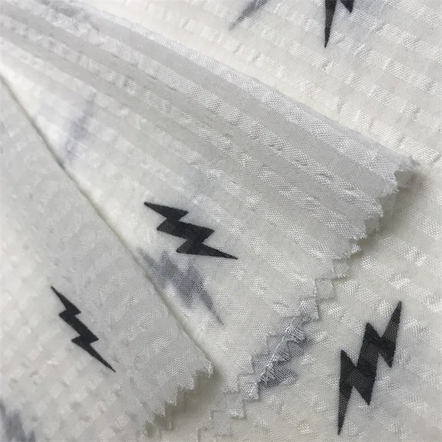 
Is Suitable for Clothes Printed Fabric Chiffon Wrinkle Jacquard Factory Direct Polyester Polyester Silver Silk Fabric Woven 