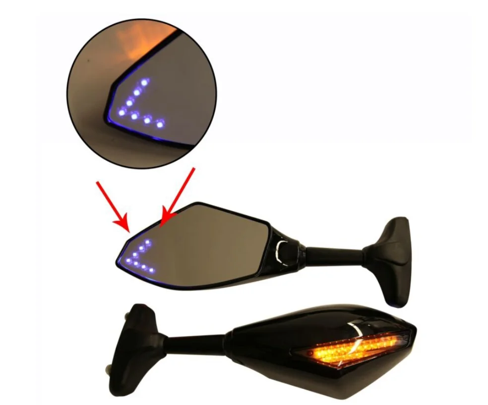 Motorcycle LED Rearview Mirror with Light for Yamaha YZF R1 R6 FZ1 FZ6 600R R3