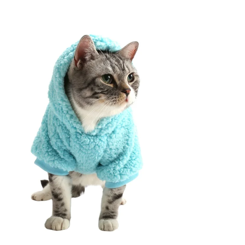Hot new pet autumn/winter cotton solid color hoodie Small size dog and cat hoodie