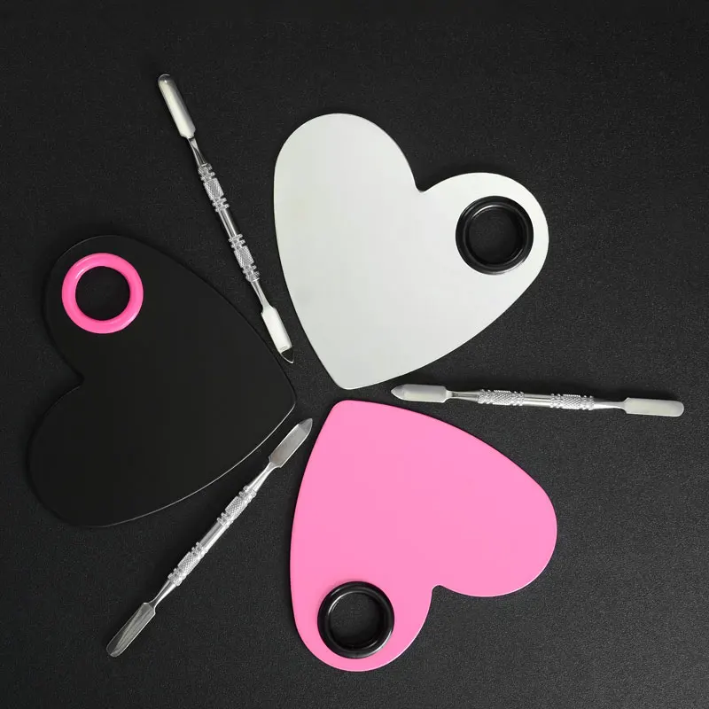 Перфорированная пустая Палетка теней для век в форме бабочки, контурная Палетка из нержавеющей стали для смешивания косметики на заказ, Палетка для макияжа с лопаткой