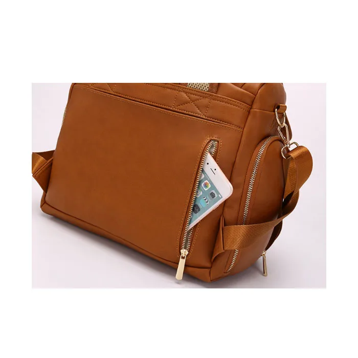 5 Piece PU Leather Diaper Bag with Bottle Warmer