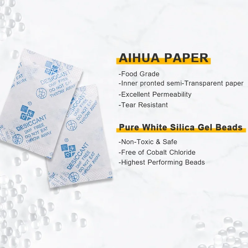White silica gel beads food moisture absorption bag 0.5 1g 10g discoloration gel desiccant silica gel desiccant food