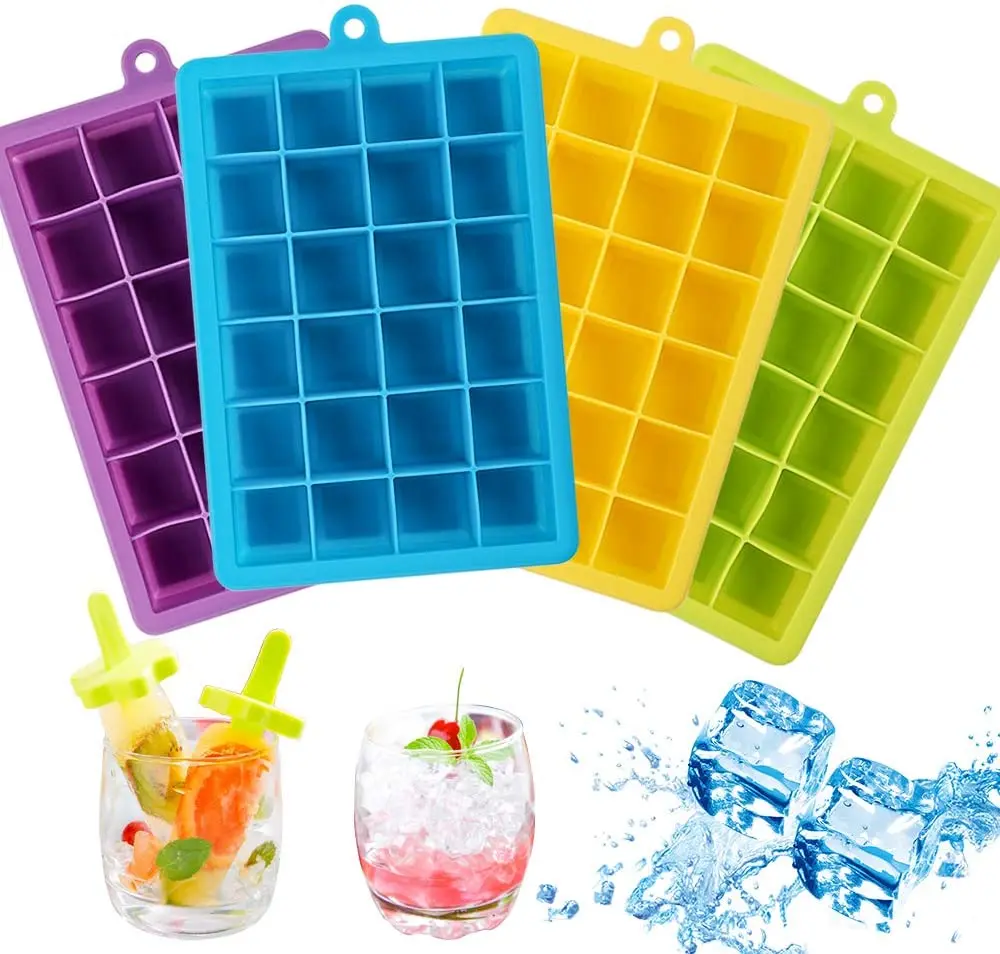 Silicone Ice Cube Trays with Lids, 24 Cavities Ice Tray for Cocktail, Whiskey, Candy, Chocolate and More