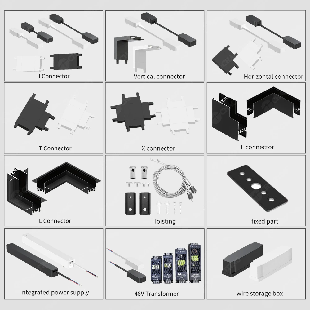 Wholesale Price Led Track Light Pendant Lamp Spotlight Connector Accessories 48V Woven Ribbon Magnet Rail Light Fixture Fittings