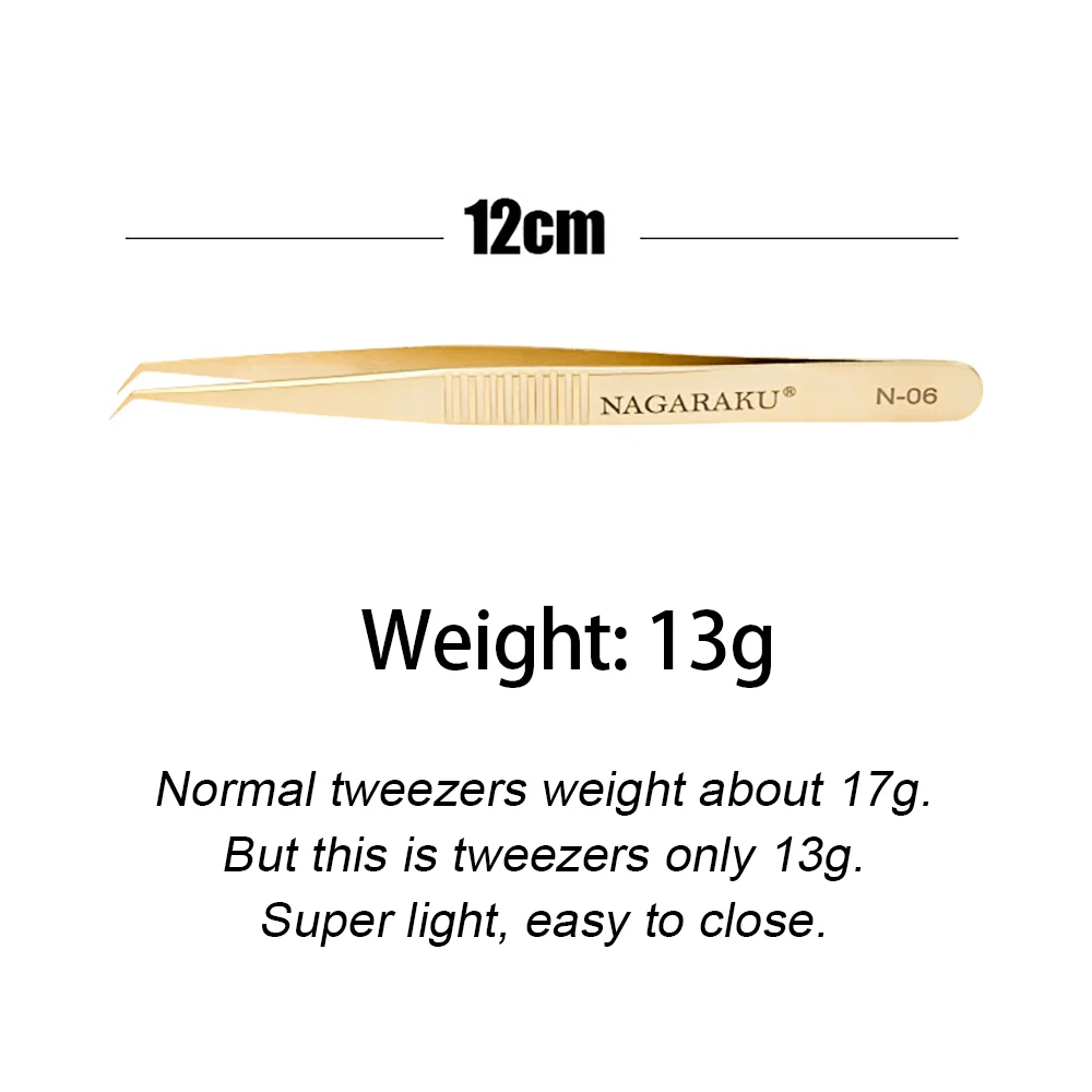 
NAGARAKU Stainless Non-magnetic Eyelash Extension Tweezers False Eyelash Volume Stainless Steel Straight and Curved 