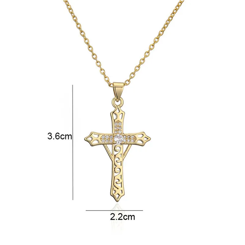 YW Fashion Vintage Gold Cross Necklace Pendant Zircon Jewelry Pendants For Necklace 2024