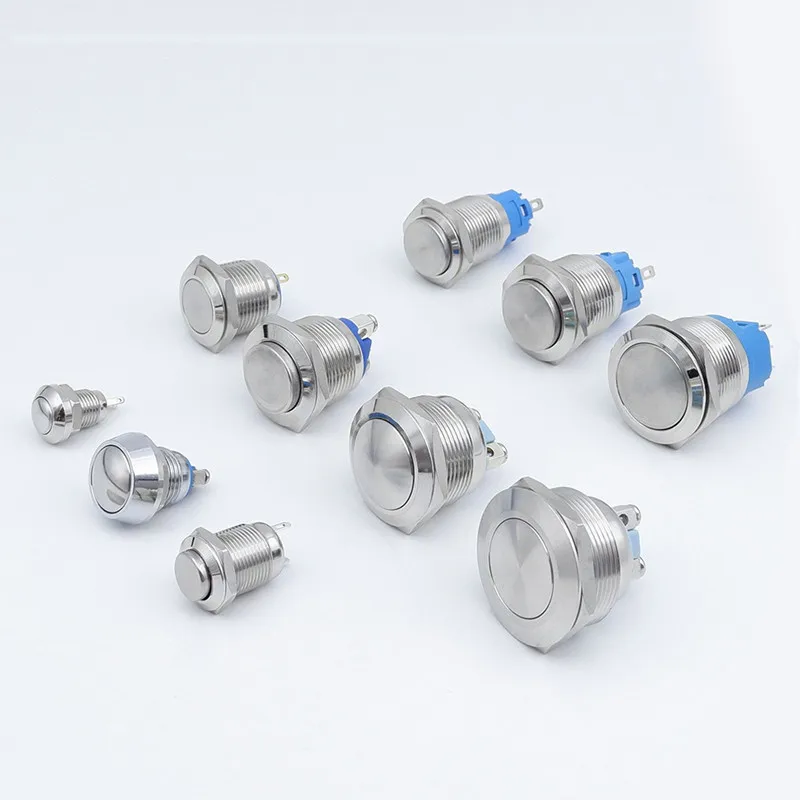 16mm Metal Boat Momentary Self Reset Push Button Switch ON OFF 2 Position 2 Pin Waterproof Starter Switch