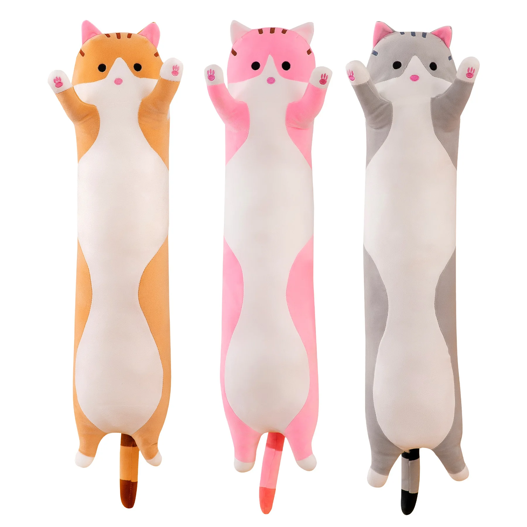 Kawaii Long Cat Plush Pillow Stuffed Animal Cat Pillow Toy Plush Cheap Promotion Pretty Cute Cat Long Plush Pillow Bed Cushion