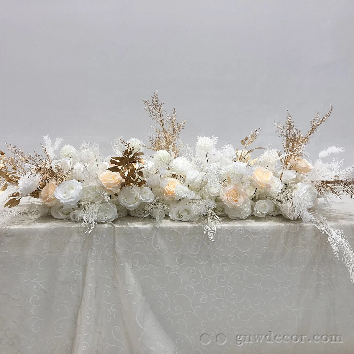 Artificial Eucalyptus Garland with Flowers Rose Orchid Flower for Table and Aisle Tunnel Decoration