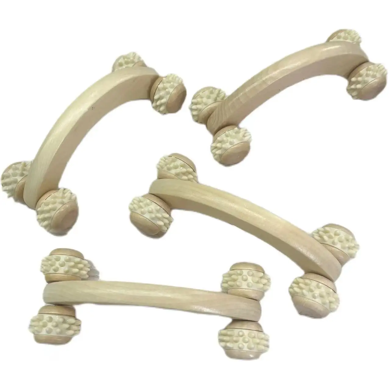 Manual Arched Wheel Body Massager Physical Therapy Wooden Face Massage Tools