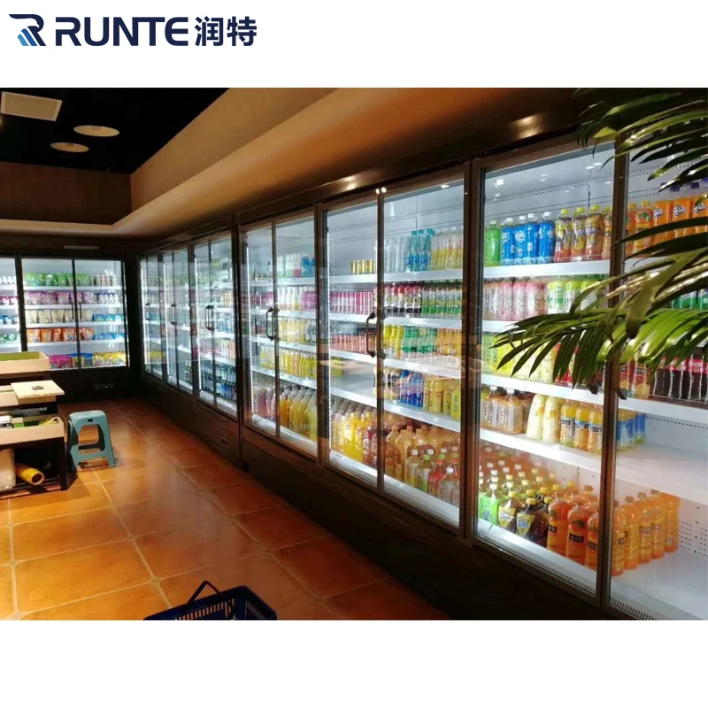 Color Customized Commercial Supermarket Vegetable and Fruit Automatic Defrosting Cooler 10 door display fridge refrigerator