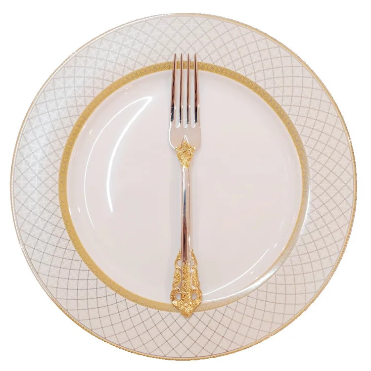 Luxury 24 Piece Gold and Sliver Stainless Steel Cutlery Set with spoon knife fork For GIft Weeding Party