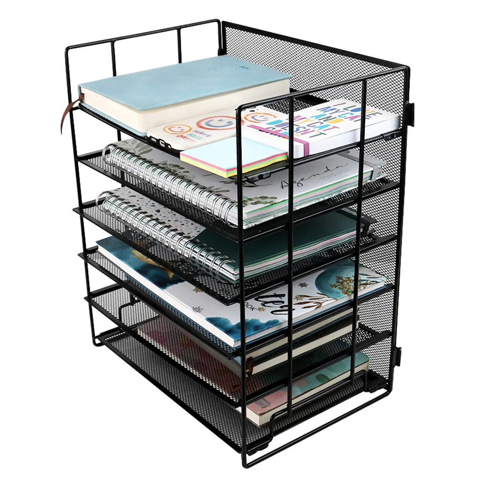 6 Tier Metal Mesh Desk File Organizer for Desktop File Document Letter Trays Organizer, No tools required for installation
