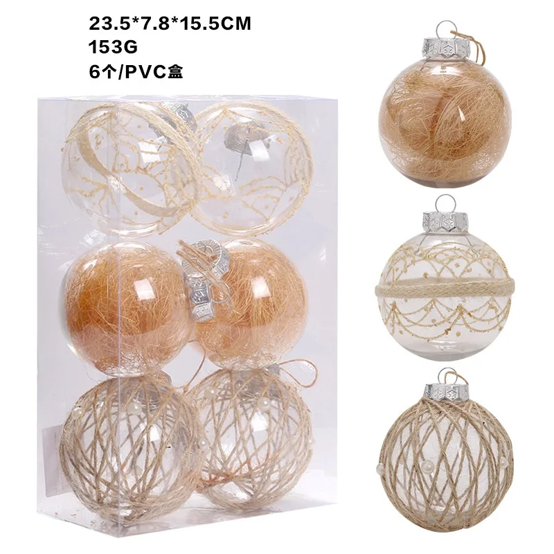 6pcs/Set Christmas Ball Ornaments Plastic X-mas Tree Decoration Adornos Navidad 2024 Festive Party Supplies Polystyrene Baubles