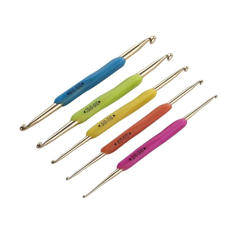 Multicolor double pointed aluminum knitting needles crochet hooks of 10 sizes sweater needle crochet tool