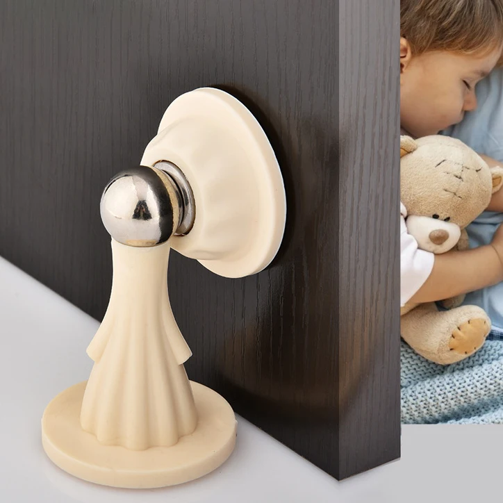 New Portable House Adhesive Door Stopper Protector Wall Holder Silicone Wall Floor Mount Magnetic Door Stops Catcher