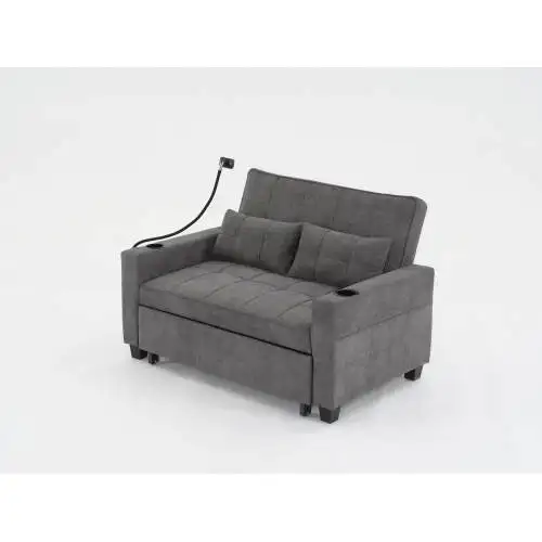 Futon Chair Bed folding chair Pull Out Sleeper Chair Beds with USB Ports Armchair Bed Sleeper for Living Room sofa W1829S00011