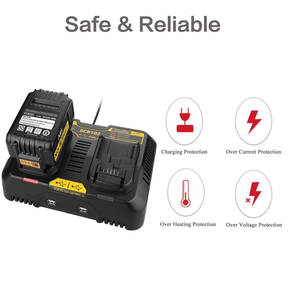 Замена DCB102 12 В 20 в двойной порт зарядное устройство 3 А USB для DEWALT 12/20 вольт макс. рабочее место зарядная станция DCB112 DCB107