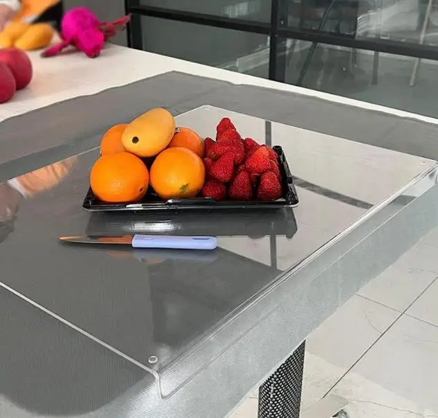 2023 NEW Acrylic Anti-Slip Transparent Cutting Board with Lip for Counter Countertop Protector
