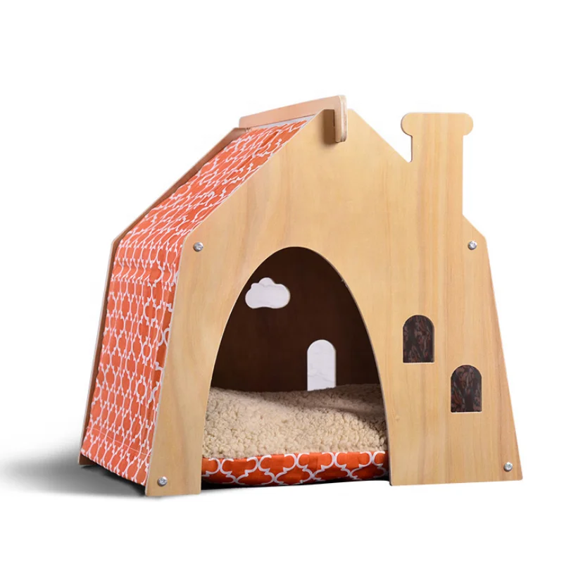 Eco Friendly Pine Wood  Pet House& Villa &Collapsible Bed & Breathable Maternity Ward Kennel for Dog  Cat Rabbit House Furniture