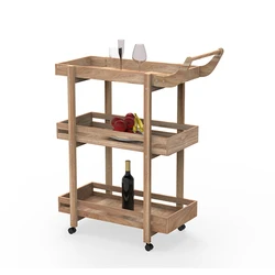 Restaurant Mini Bar Design Wooden Mobile Dining Room Wine Beer Tea Hotel Wooden Food Cart Trolley