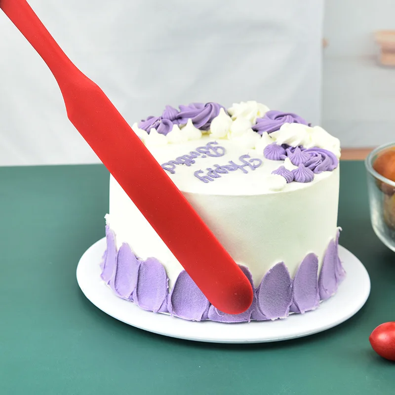Non-stick Long Ice Scraper Silicone Scraper Butter Cream Stirring Knife Cake Scraping Spatula