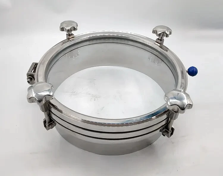Professional China manufacturer  Sanitary stainless steel 304 316L pressure type manhole cover manway door with full sight glass