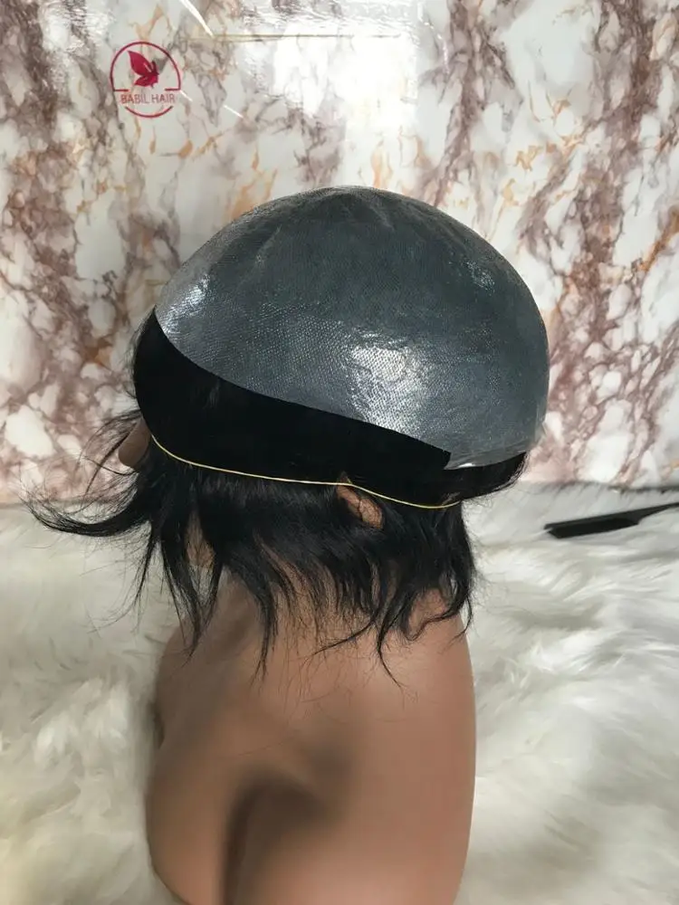 6inch Super Thin Invisible Skin PU Men Toupee V-LOOP Wig Hair piece Human Hair Toupee