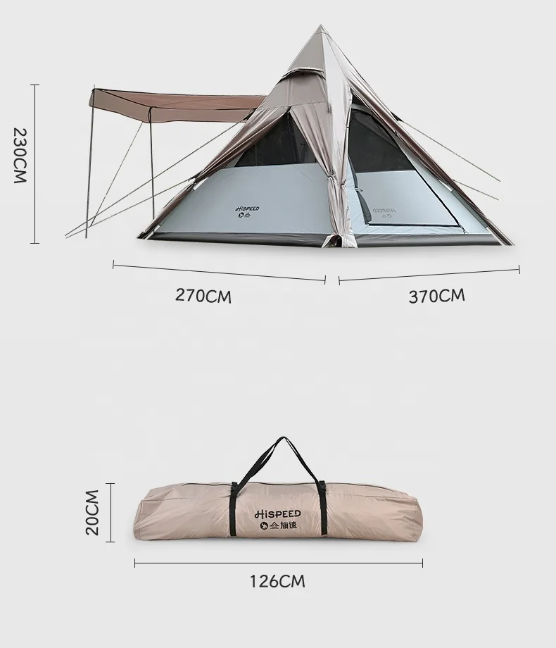 HISPEED Selling Camping Tents Single Inner Poles Waterproof PU2000mm Large Teepee Tent For Adults