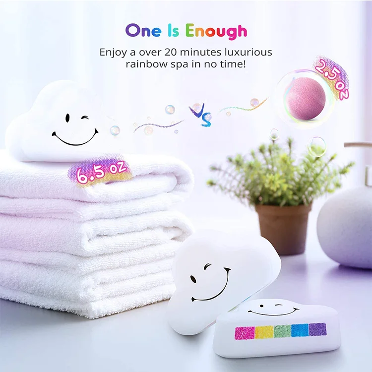 
Perfect Christmas Natural CBD Oil Colorful Shea Butter Vegan Organic Hemp Rainbow Cloud Bath Bombs Gift Set 