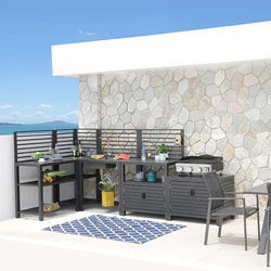 Wholesale Black Drawer Commercial Outdoor Kitchen Aluminum Garden Modular Outdoor Kitchen Island Bbq Outdoor Kitchen Cabinet Set