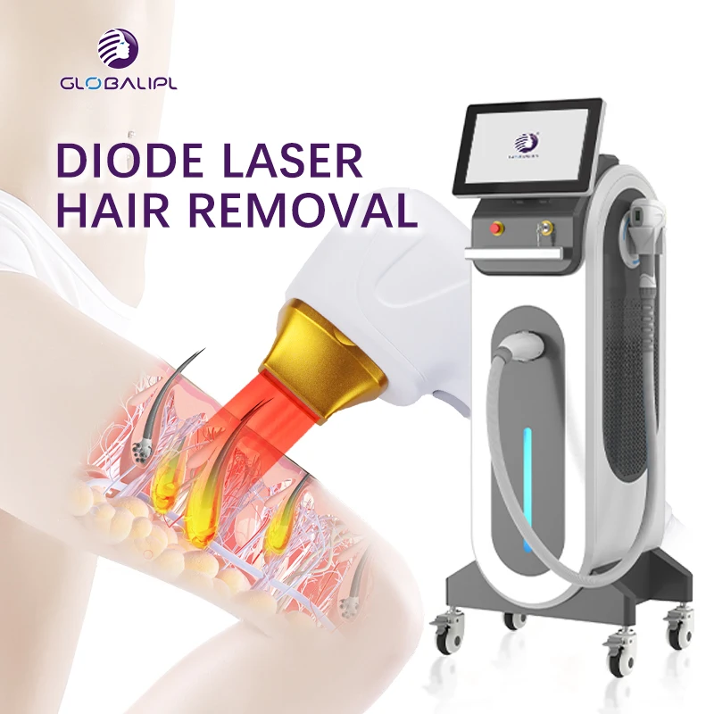 High quality high power triple wavelength 808nm 755nm 1064nm diode laser hair removal machine
