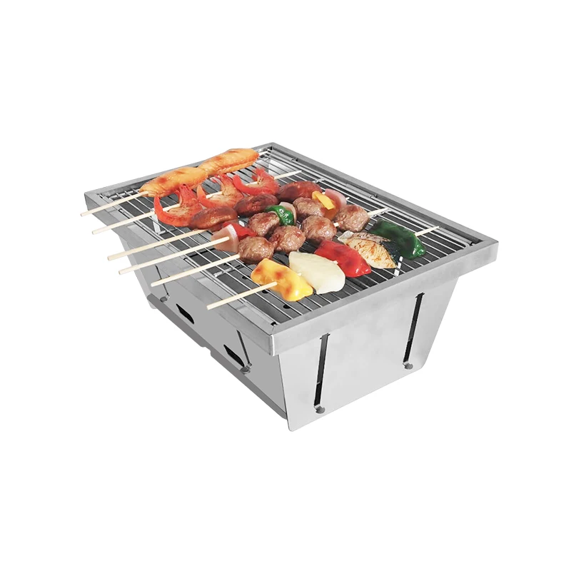 
Hiking Camping Picnics Fishing Portable Stainless Steel Folding Campfire Grill 