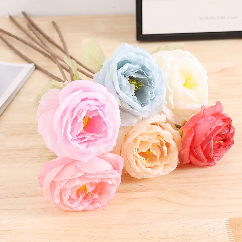 Modern popular wedding decor bride bouquet real touch artificial white roses