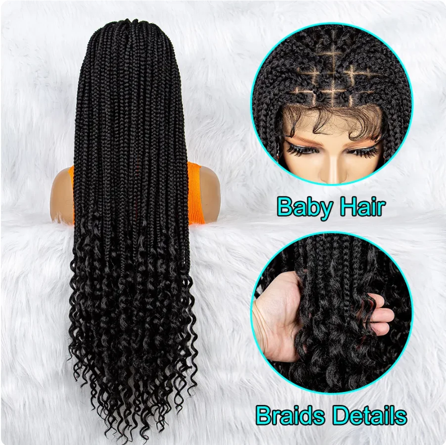 Synthetic Lace Front Braided Wigs Knotless Box Braids Wig With Baby Hair For Black Women Full Lace Wigs Braid African