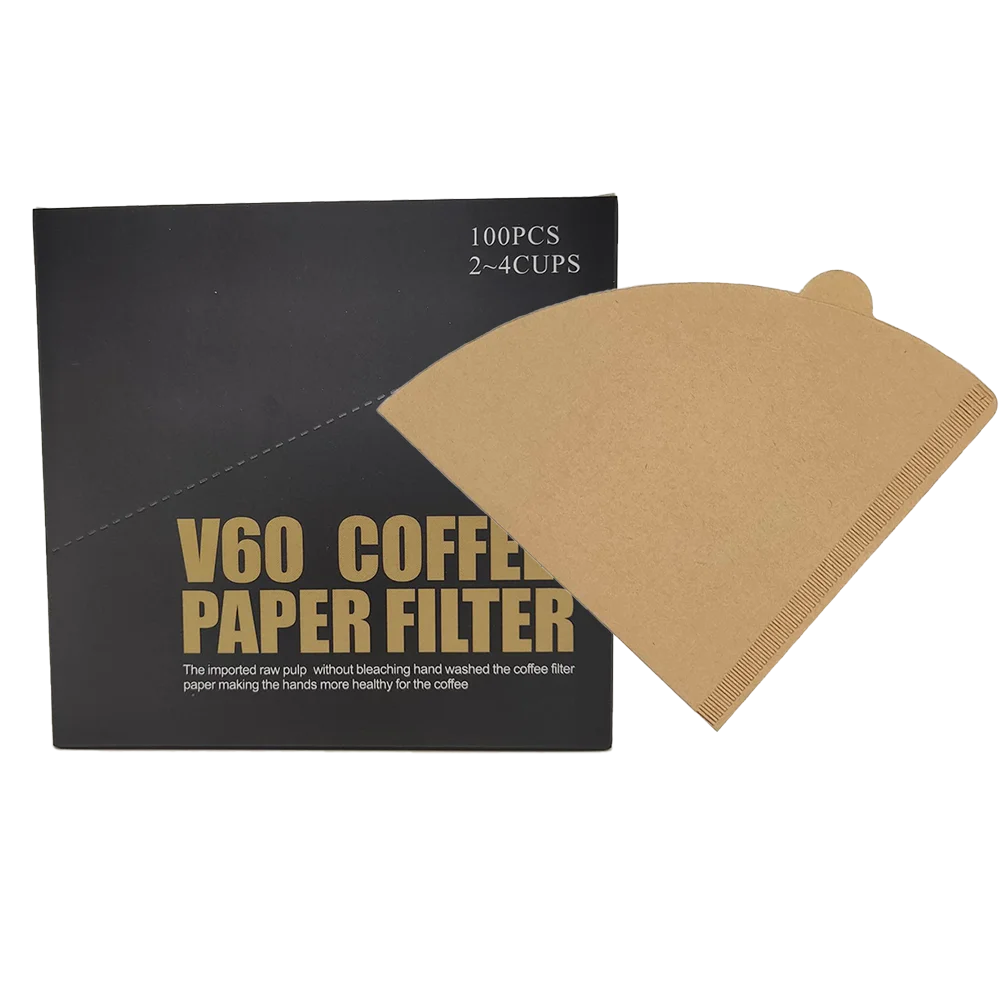 100pcs Pour Over Coffee Maker v60 Origami Cone Shaped V60 02 Coffee Filter Paper
