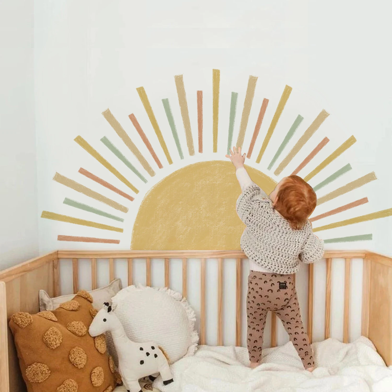 Funlife DY005 Sunshine Half Sun Kids Soft Sun Wall Sticker Nursery Watercolor Sun Wall Decals