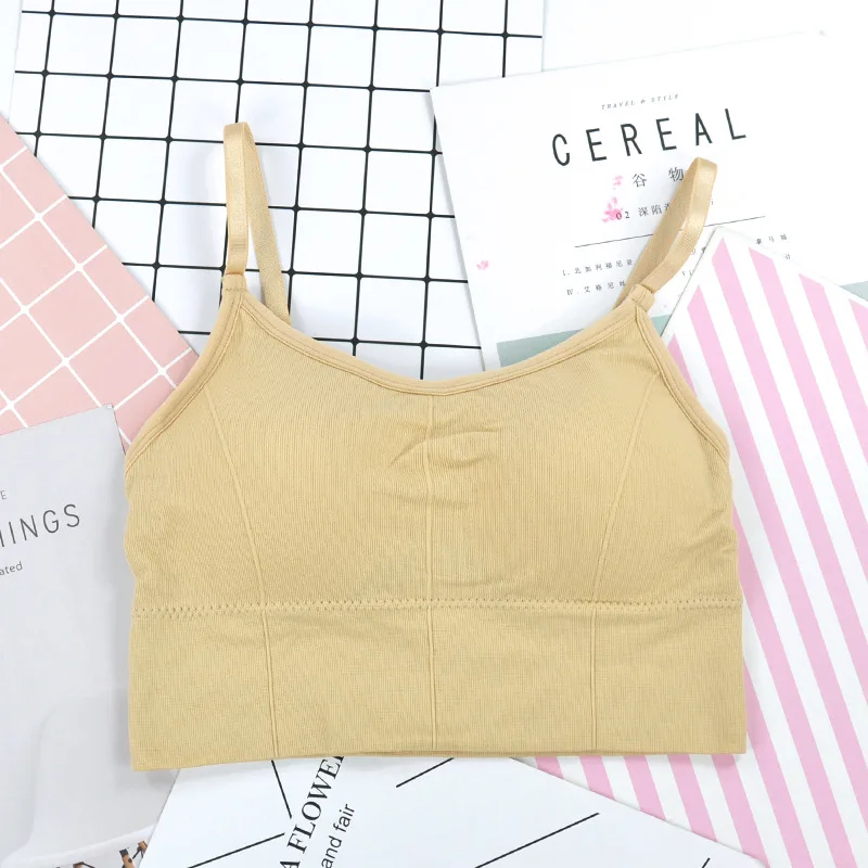 Sleeveless Crop Camisole Tank Tops Sport Bra Seamless Cami Workout Shirts With Built Bra For Women