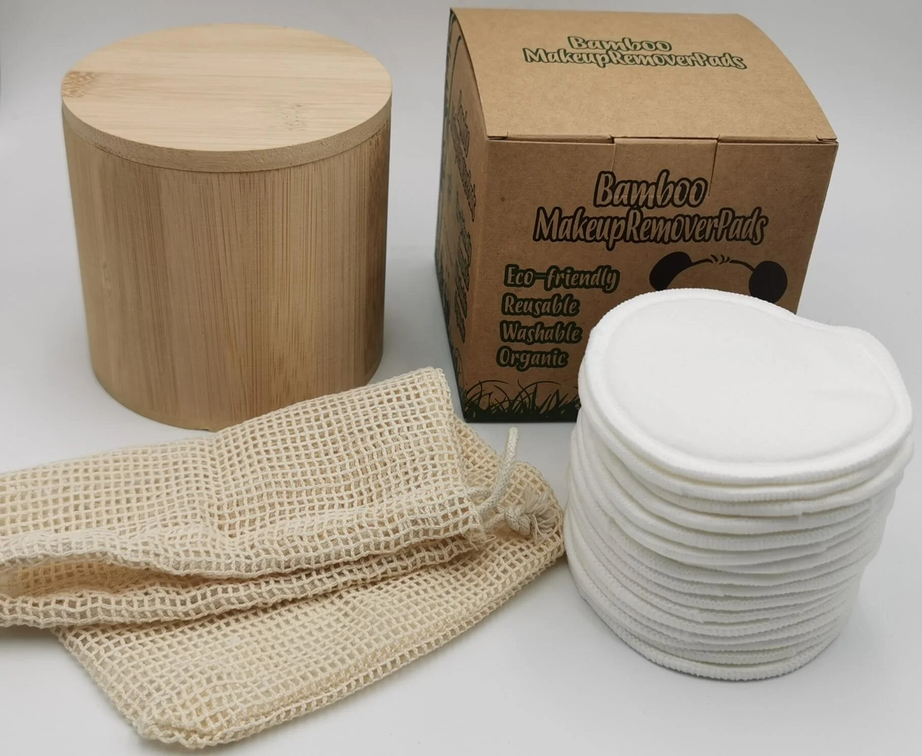 
Hot selling washable organic bamboo cotton pads makeup cotton facial pads 