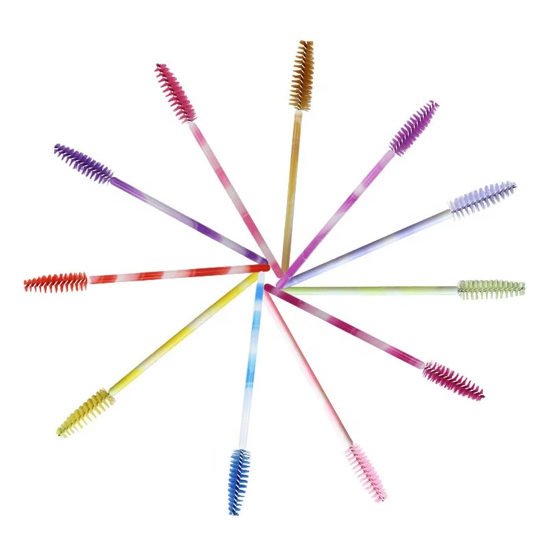 Disposable Make Up Applicator Eyebrow Rotatable Micro Plastic Colorful Spoolie Adjustable Thin Rotating Wand Mascara Brushes
