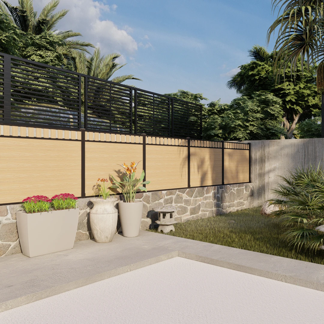 Hot sale wpc fence popular and cheap plastic timber composite wpc fence with gate