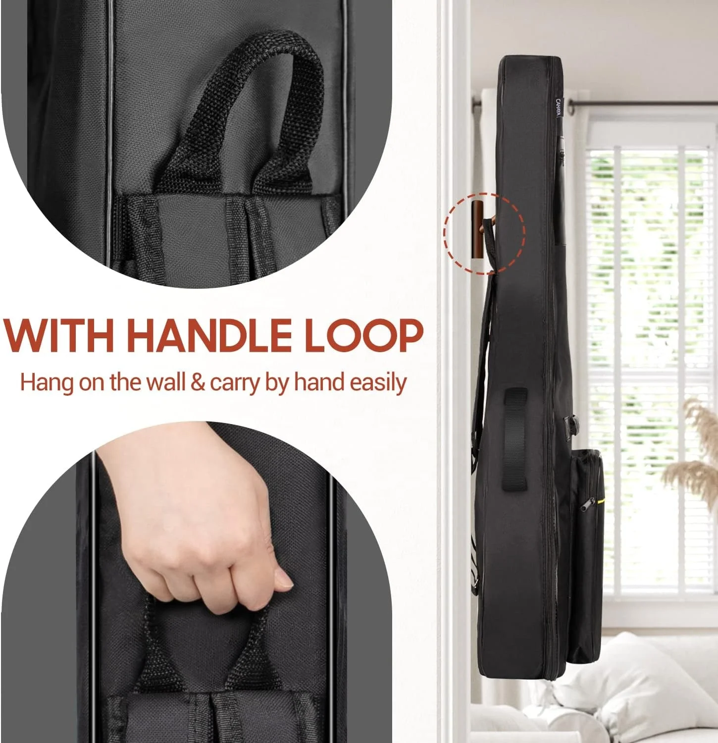 Reinforced 0.79 Thick Padded Guitar Case with Multi-pockets Neck Cradle,Back Hanger Loop for Acoustic Classical Guitars