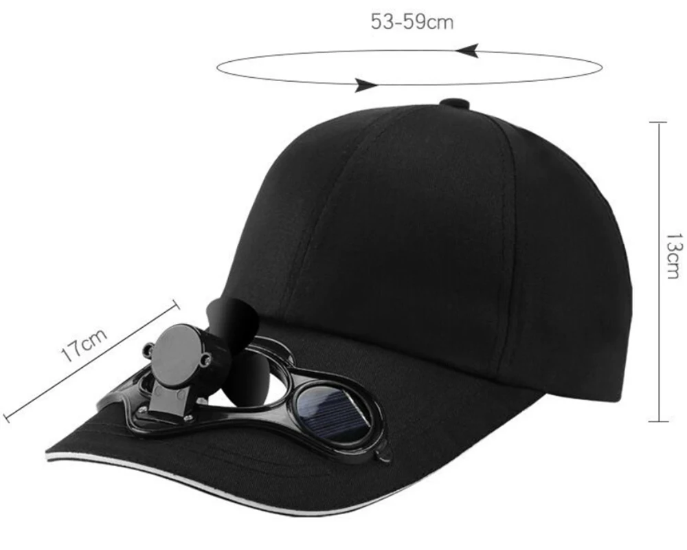 Customized Sun Solar Fan Cap Solar Power Hat Cap With Cooling Fan