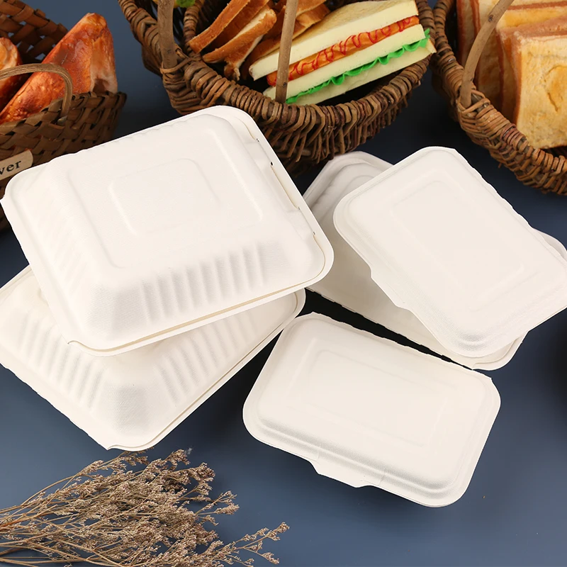 Best sale eco friendly bagasse containers biodegradable sugarcane food container bagasse clamshell  for food