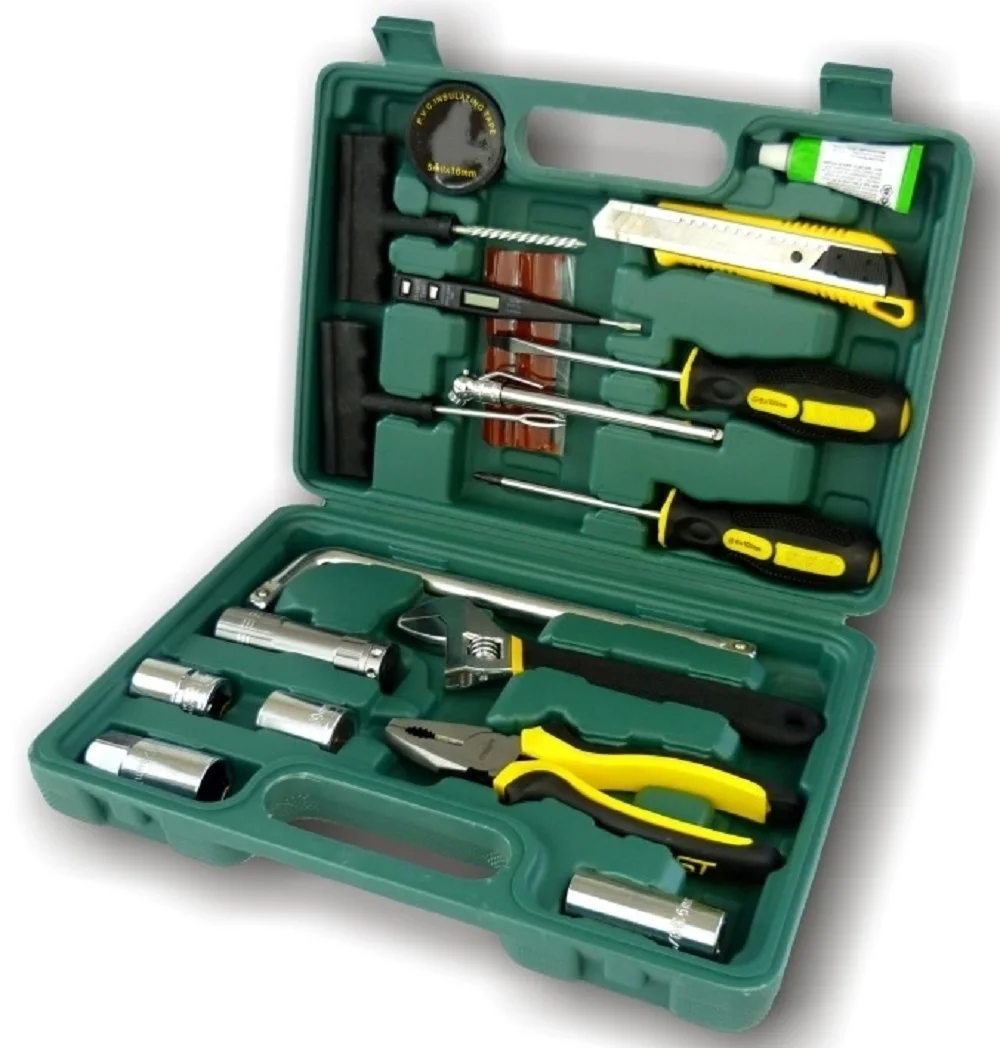 
19pcs Hot sale professional auto car hand repair with plastic box tool kit tool set 