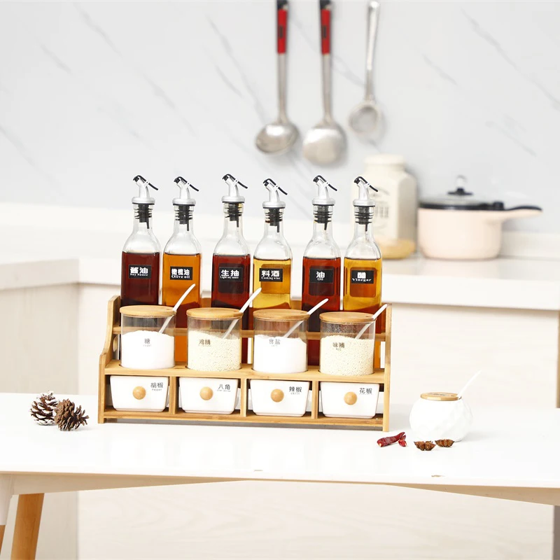 Luxury sauce jars salt containers wholesale oil vinegar dispenser 3 oz glass jar sets for kitchen glass spice and salt shaker