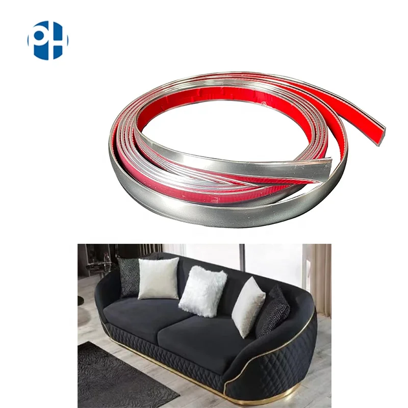 PH Gold Silver PVC Furniture Decorative Strip Sofa Base Edge Plastic Edge Sealing Strip