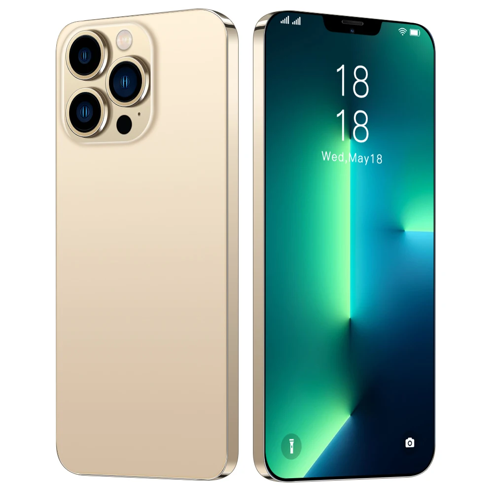 Free shipping 50Rear HD camera new i13 Pro Max 6.8 inch Full Display Android system With Face  Unlock telephone